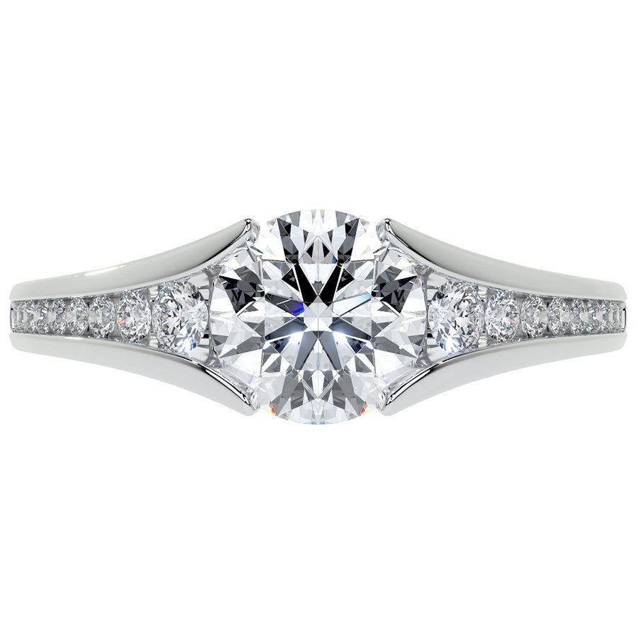 Round Tension Cathedral Moissanite Engagement Ring