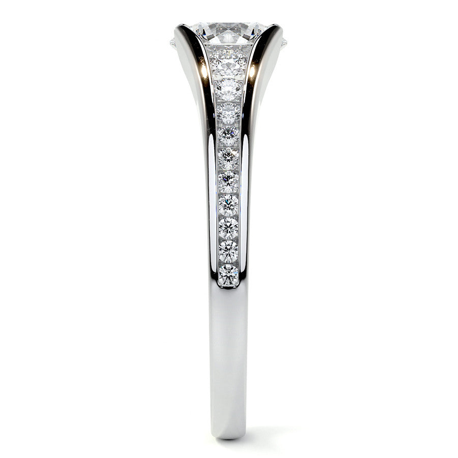 Round Tension Cathedral Moissanite Engagement Ring
