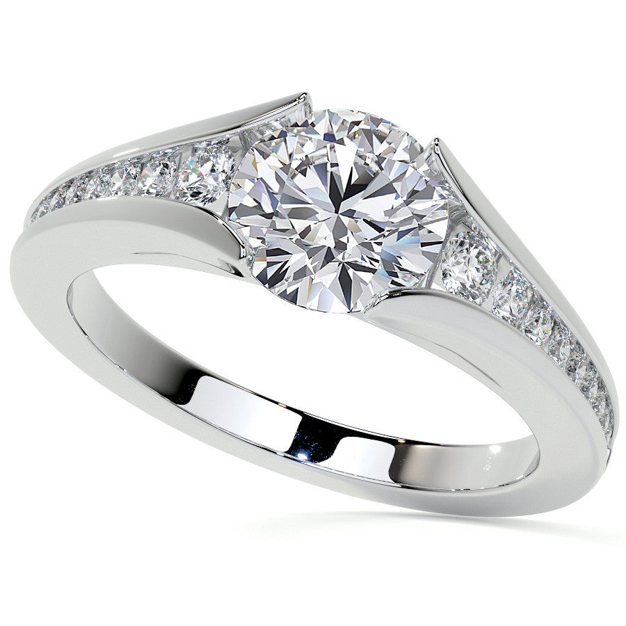 Round Tension Cathedral Moissanite Engagement Ring