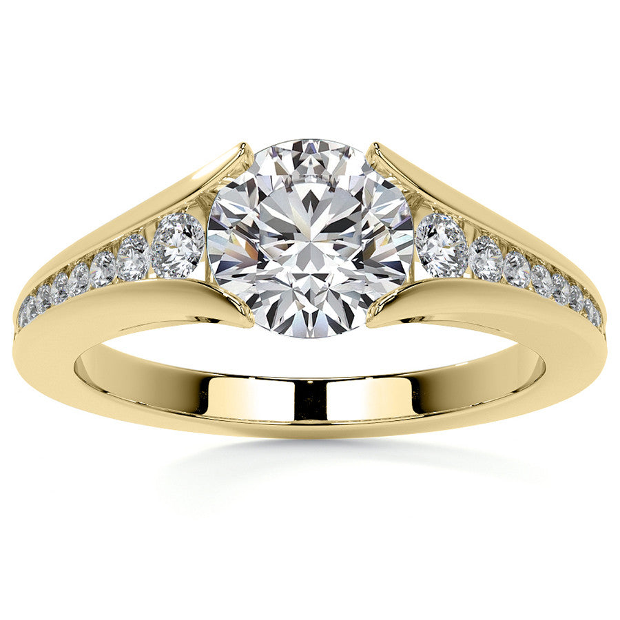 Round Tension Cathedral Moissanite Engagement Ring