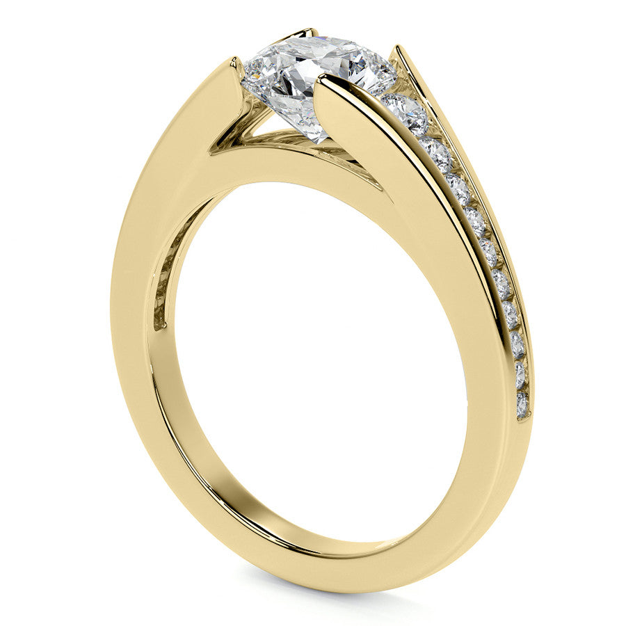 Round Tension Cathedral Moissanite Engagement Ring