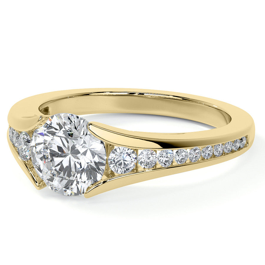 Round Tension Cathedral Moissanite Engagement Ring
