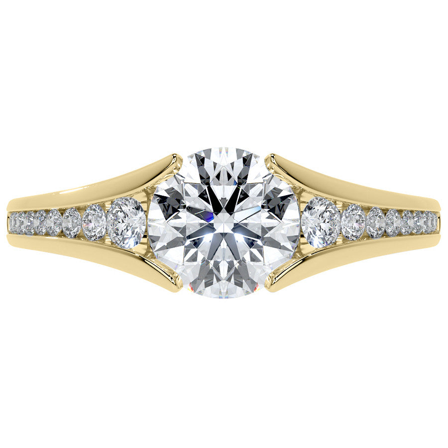 Round Tension Cathedral Moissanite Engagement Ring