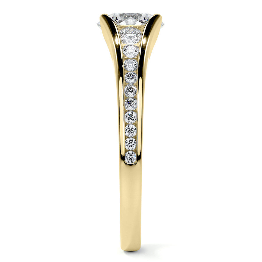 Round Tension Cathedral Moissanite Engagement Ring