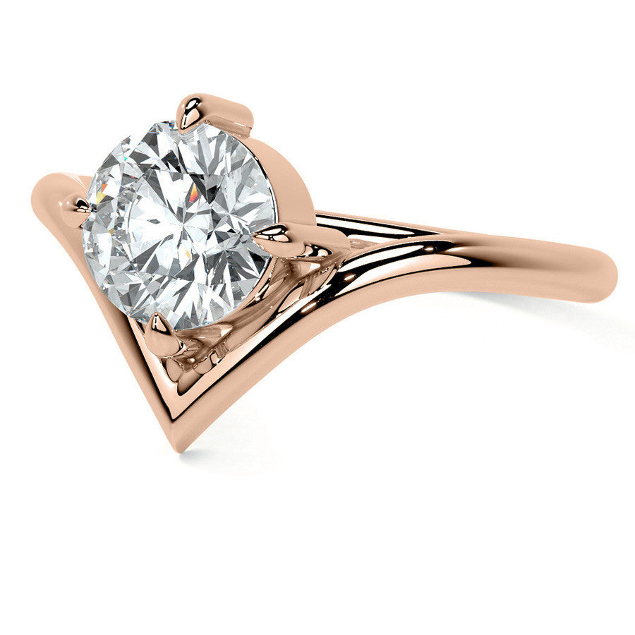 Round NSEW V-Shaped Moissanite Solitaire Ring