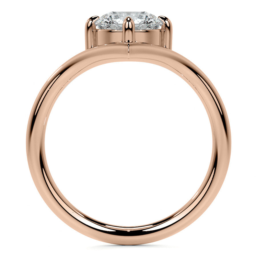 Round NSEW V-Shaped Moissanite Solitaire Ring