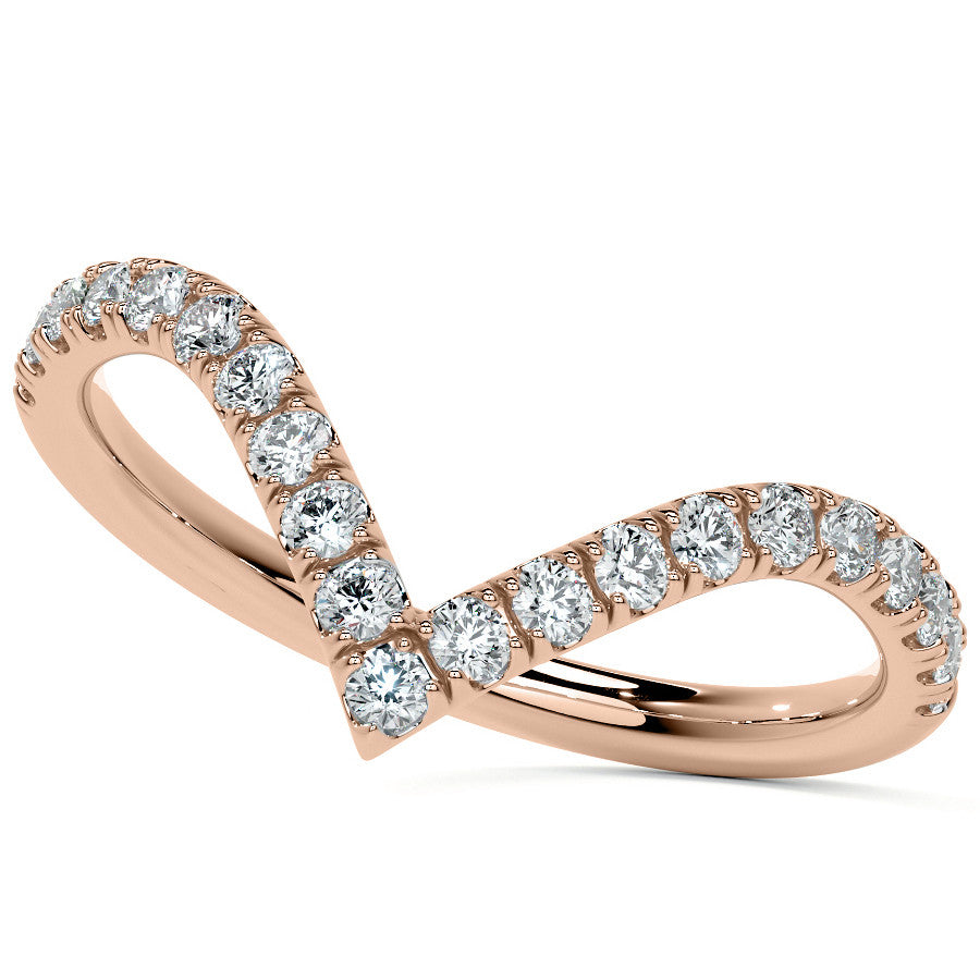 Round NSEW V-Shaped Moissanite Solitaire Ring