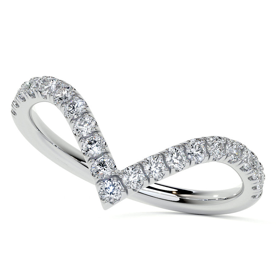 Round NSEW V-Shaped Moissanite Solitaire Ring