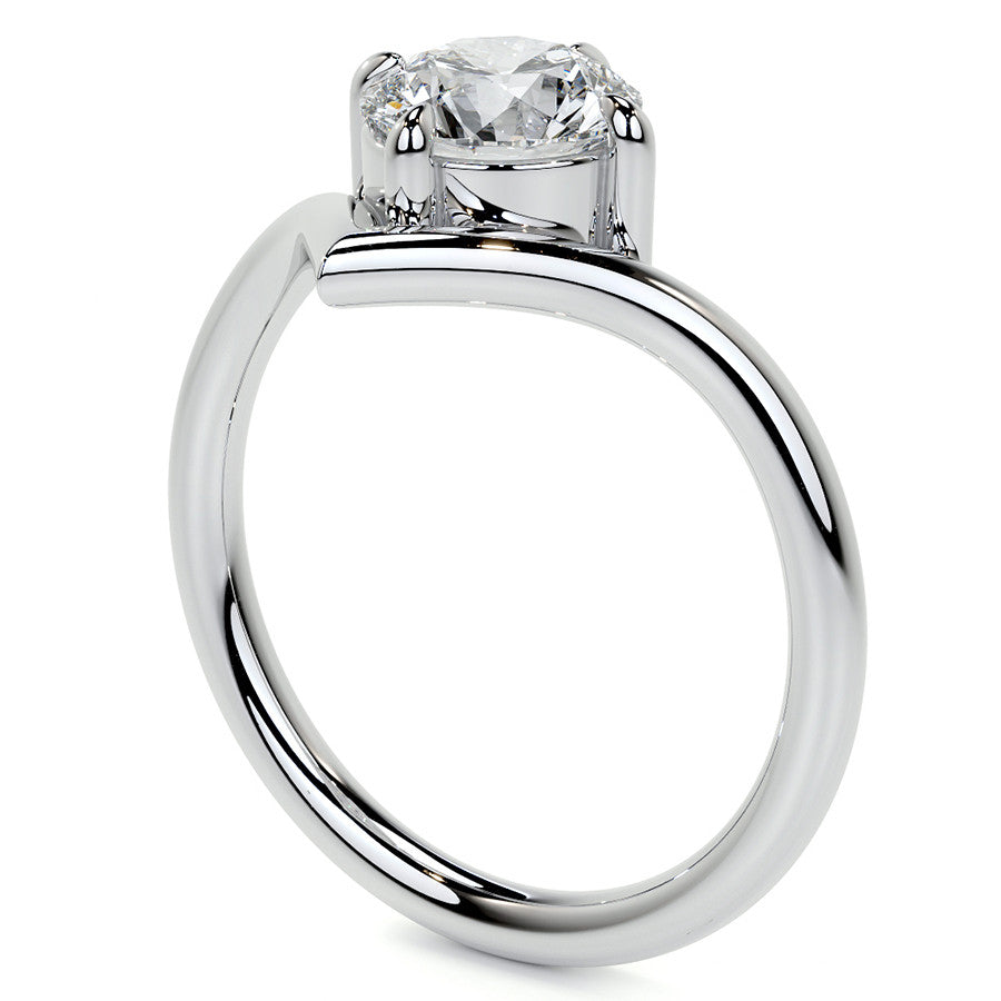 Round NSEW V-Shaped Moissanite Solitaire Ring