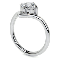 Round NSEW V-Shaped Moissanite Solitaire Ring