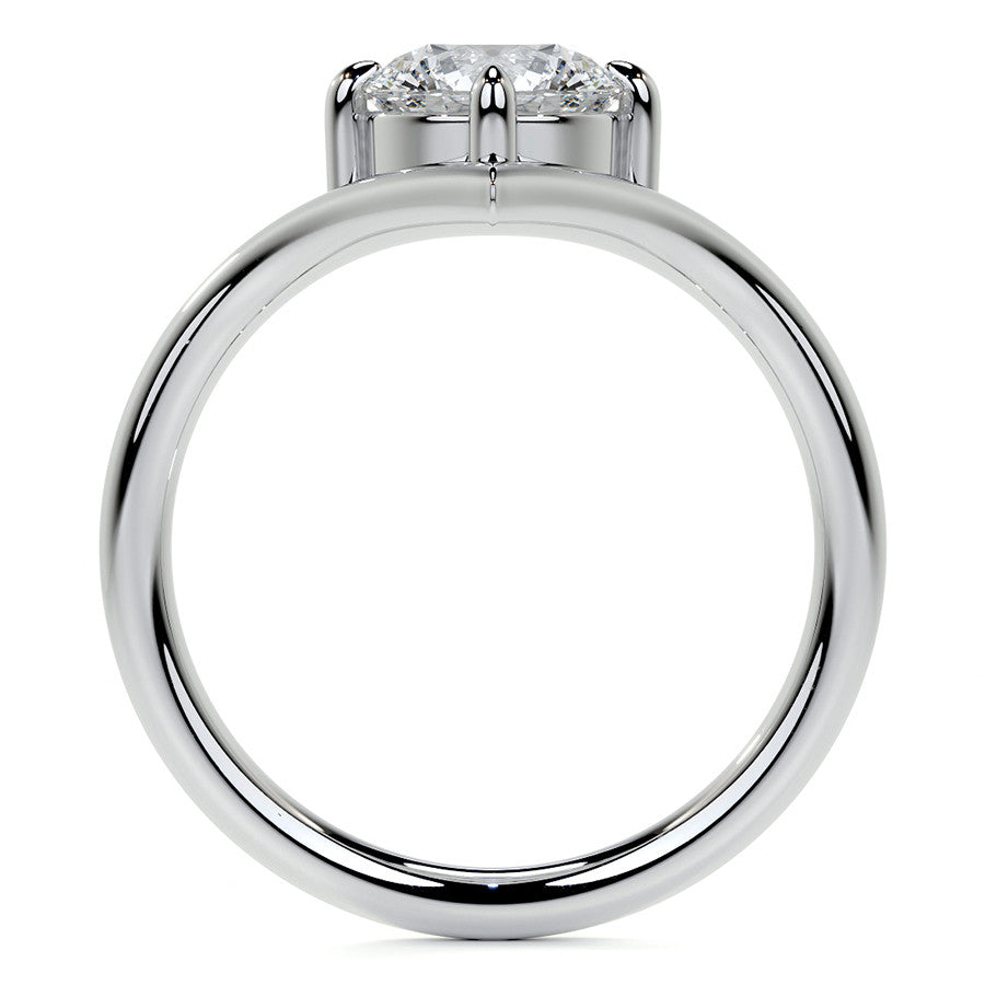 Round NSEW V-Shaped Moissanite Solitaire Ring