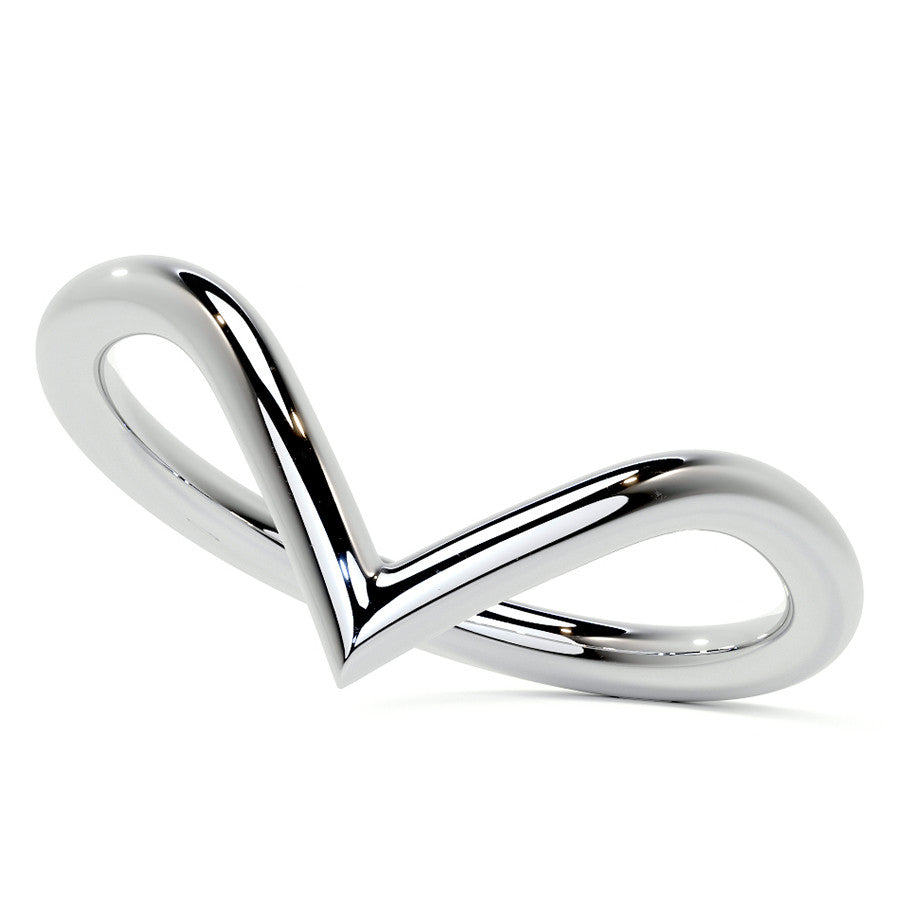 Round NSEW V-Shaped Moissanite Solitaire Ring