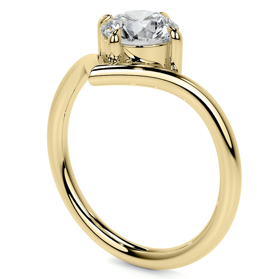 Round NSEW V-Shaped Moissanite Solitaire Ring