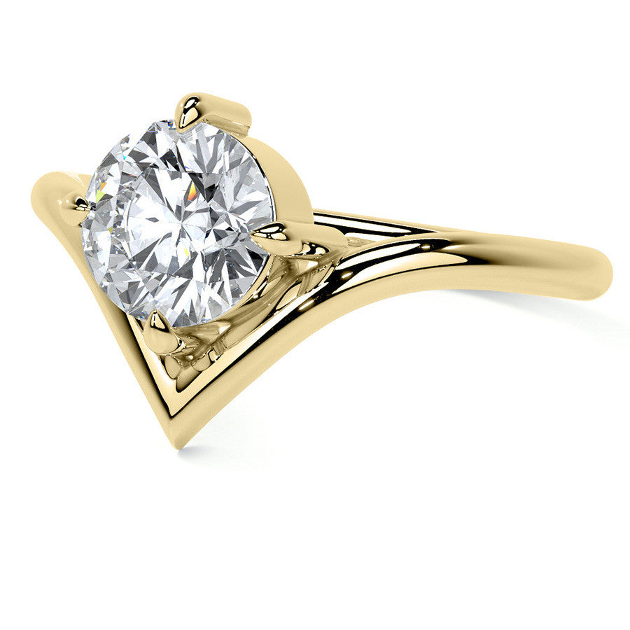 Round NSEW V-Shaped Moissanite Solitaire Ring