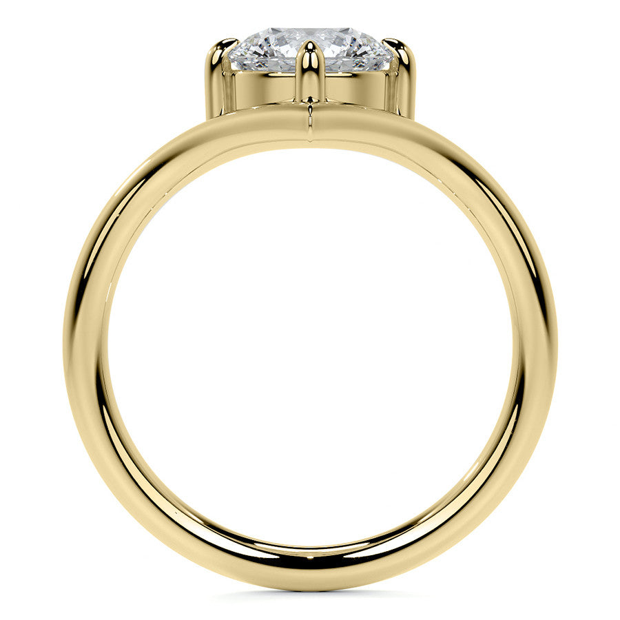 Round NSEW V-Shaped Moissanite Solitaire Ring