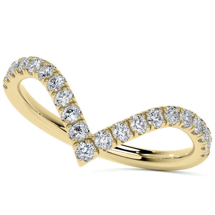 Round NSEW V-Shaped Moissanite Solitaire Ring