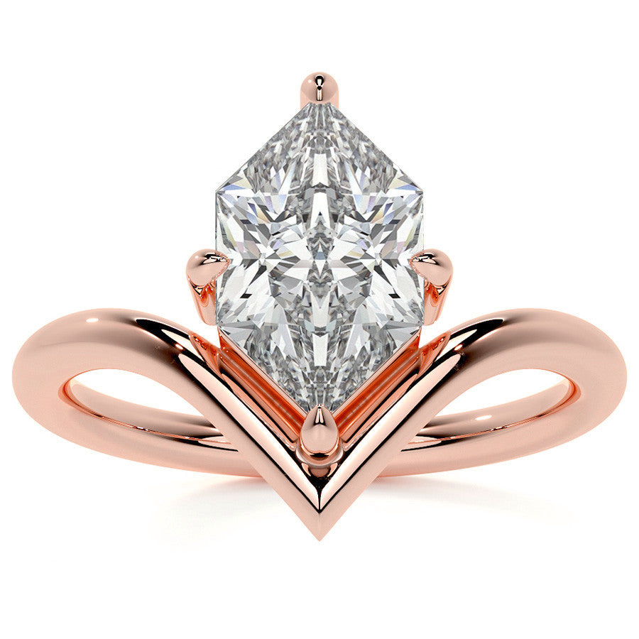 Duchess Marquise NSEW V-Shaped Moissanite Solitaire Ring