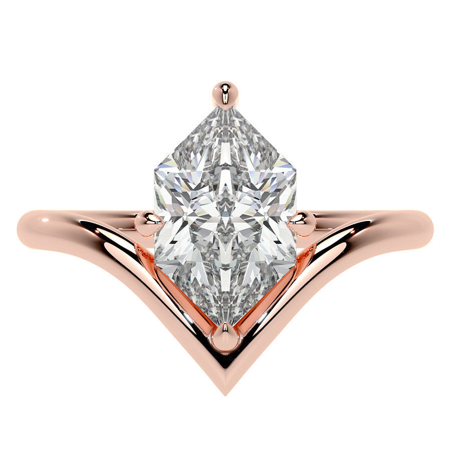 Duchess Marquise NSEW V-Shaped Moissanite Solitaire Ring