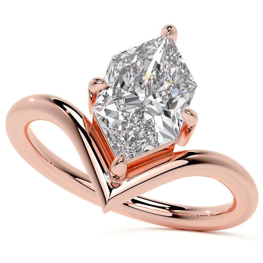 Duchess Marquise NSEW V-Shaped Moissanite Solitaire Ring