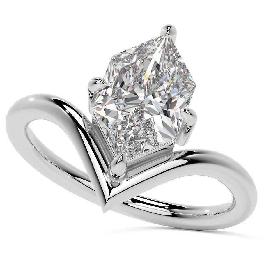 Duchess Marquise NSEW V-Shaped Moissanite Solitaire Ring
