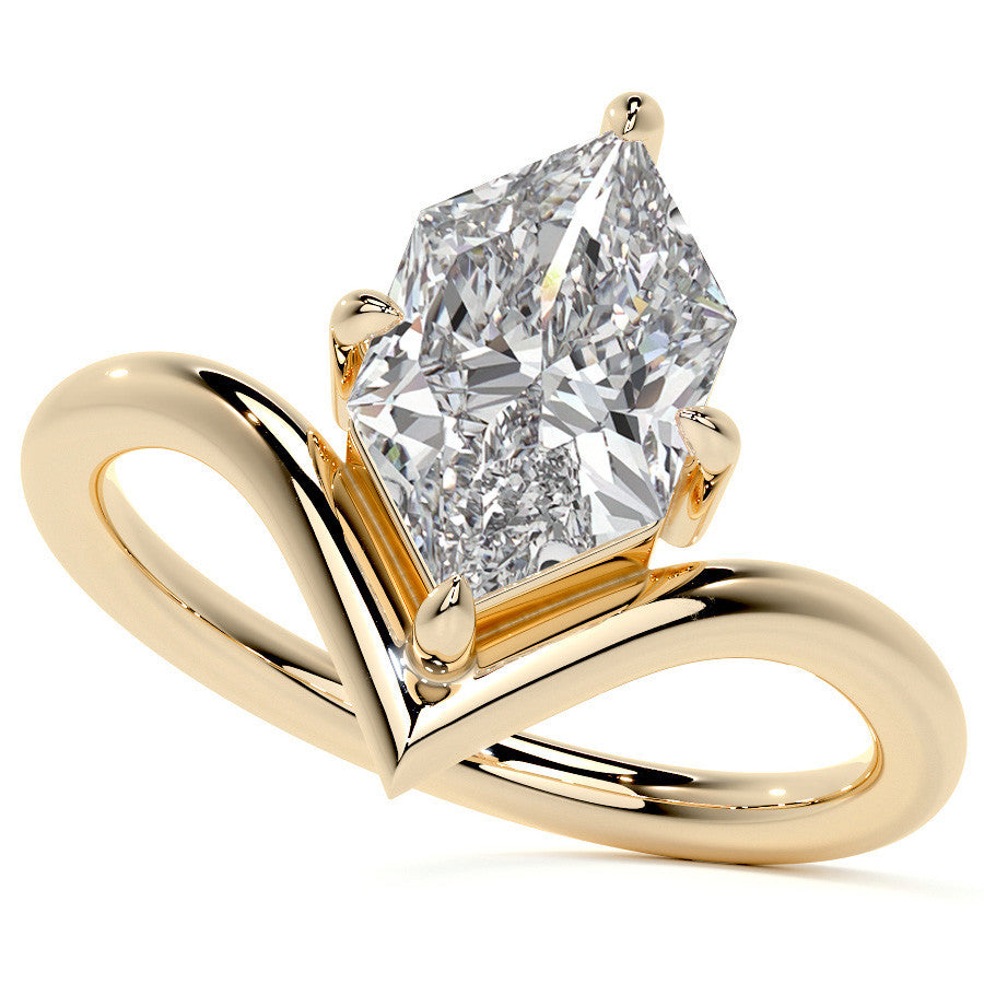 Duchess Marquise NSEW V-Shaped Moissanite Solitaire Ring