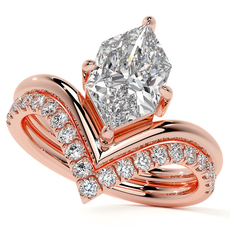 Duchess Marquise NSEW V-Shaped Moissanite Solitaire Ring