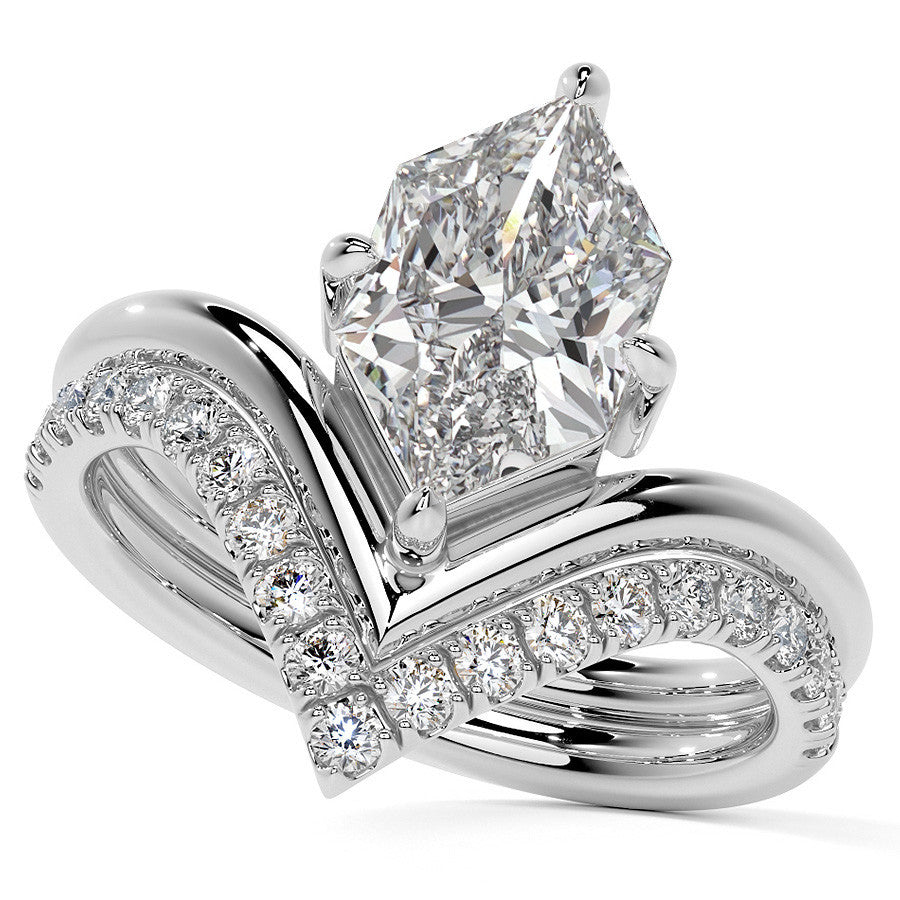 Duchess Marquise NSEW V-Shaped Moissanite Solitaire Ring