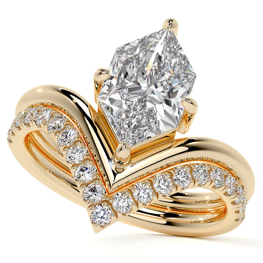 Duchess Marquise NSEW V-Shaped Moissanite Solitaire Ring