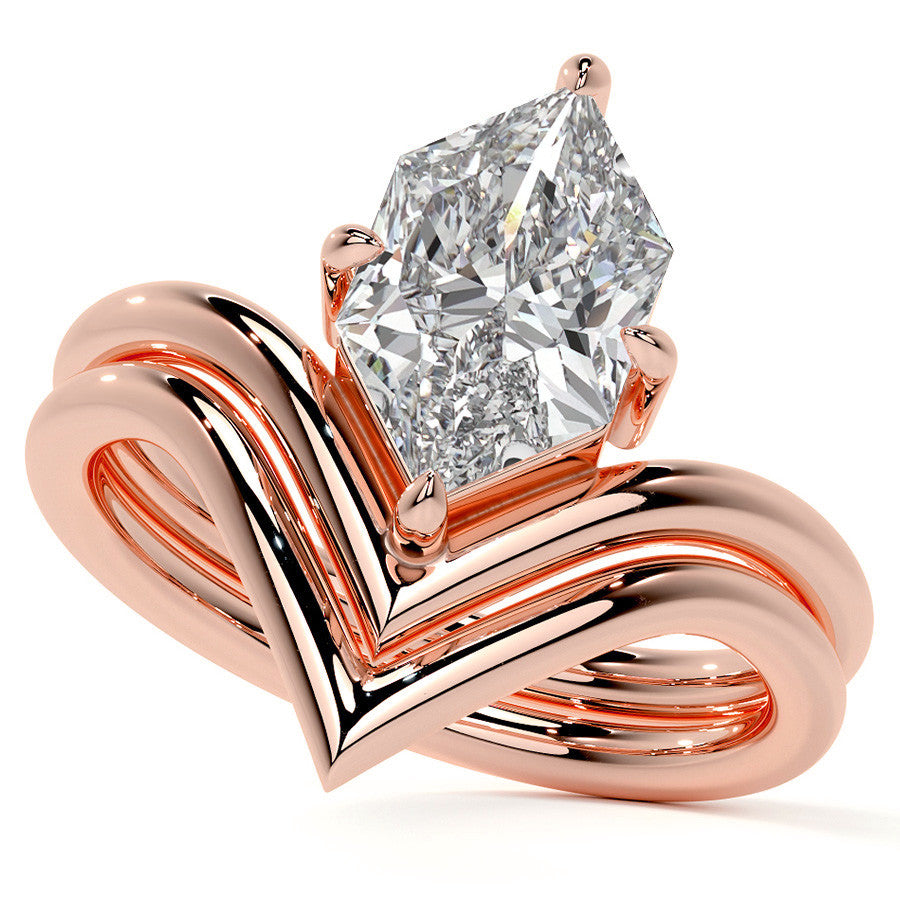 Duchess Marquise NSEW V-Shaped Moissanite Solitaire Ring