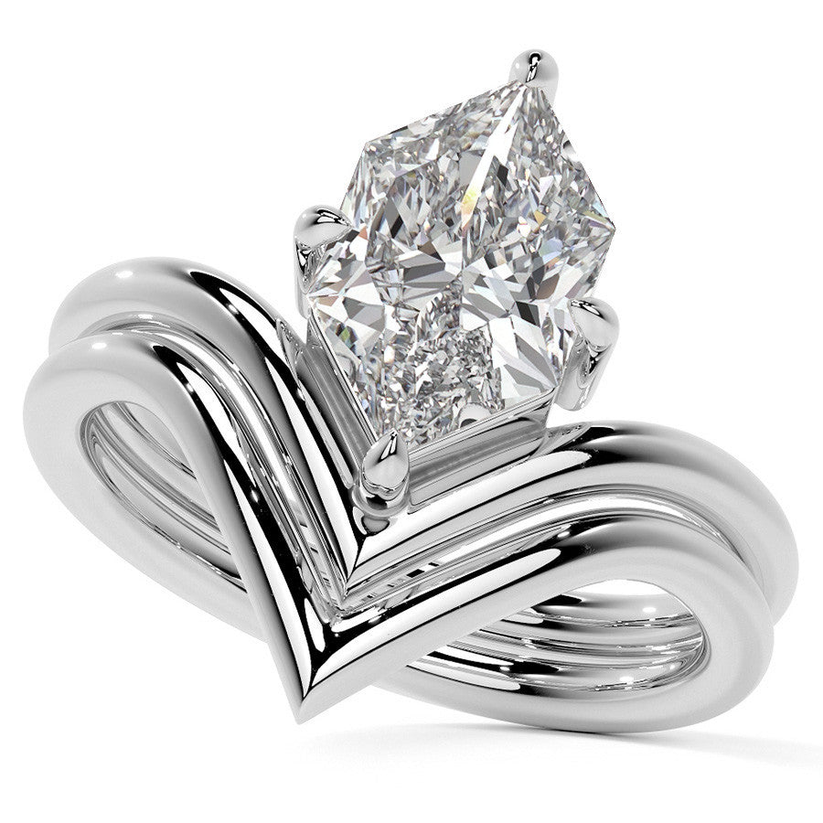 Duchess Marquise NSEW V-Shaped Moissanite Solitaire Ring
