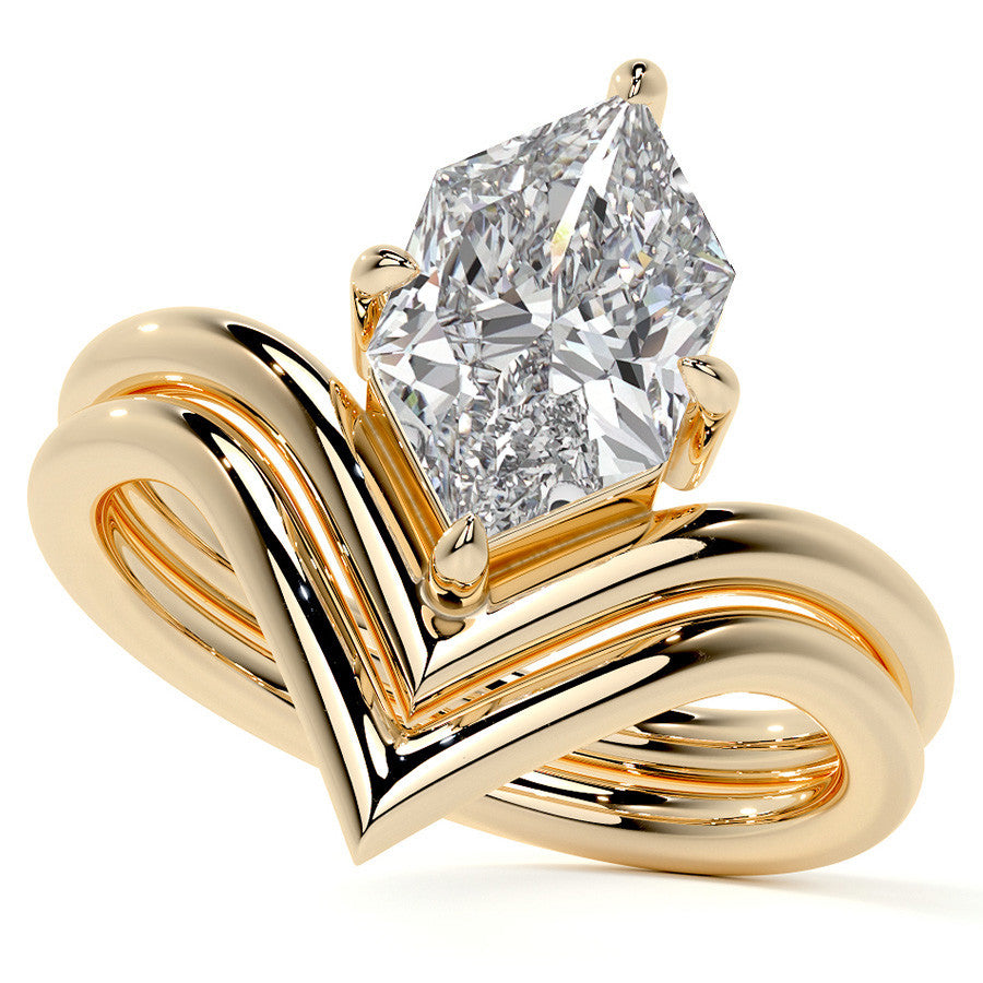Duchess Marquise NSEW V-Shaped Moissanite Solitaire Ring