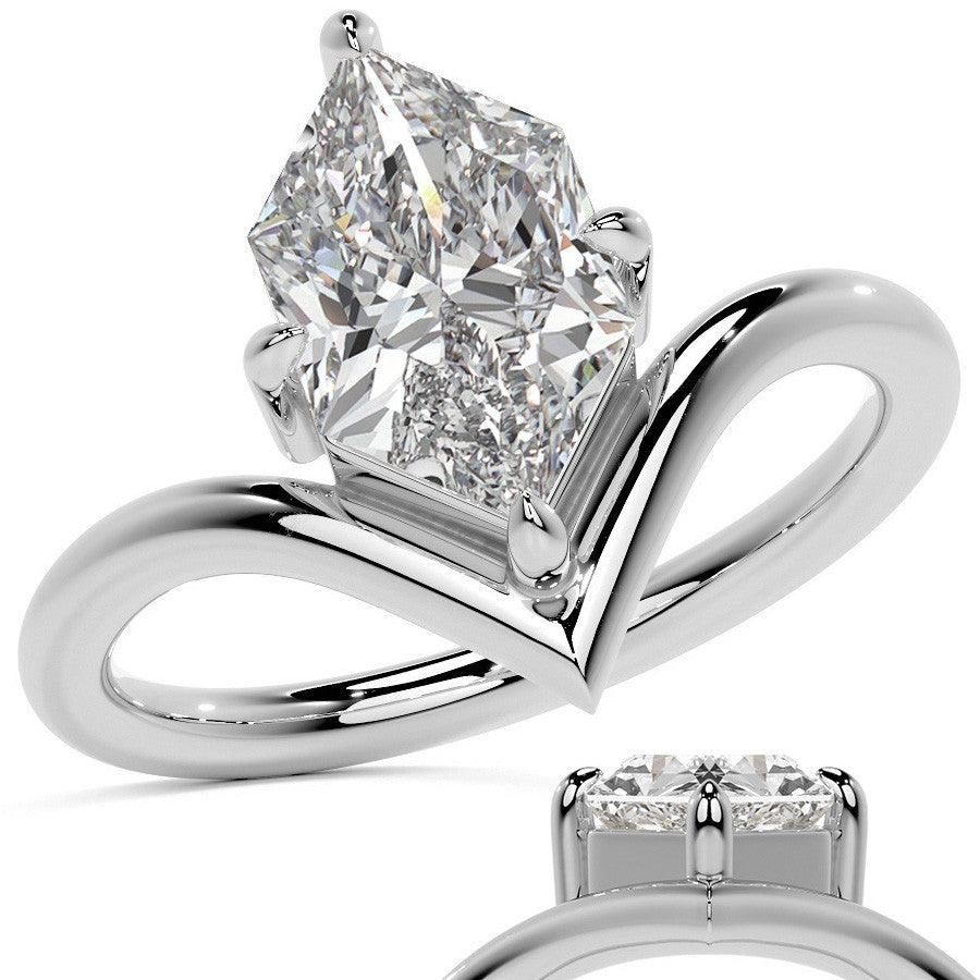 Duchess Marquise NSEW V-Shaped Moissanite Solitaire Ring