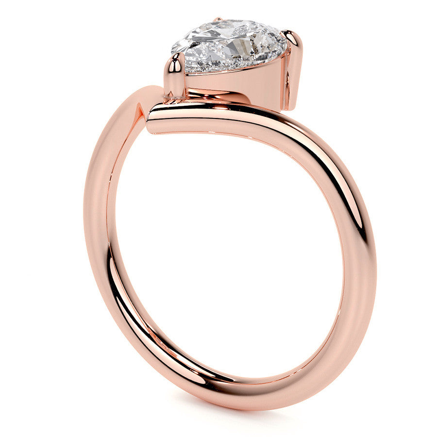 Pear NSEW V-Shaped Moissanite Solitaire Ring