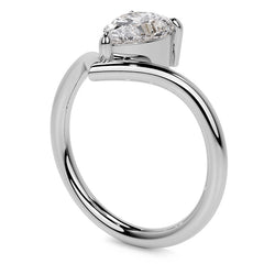 Pear NSEW V-Shaped Moissanite Solitaire Ring