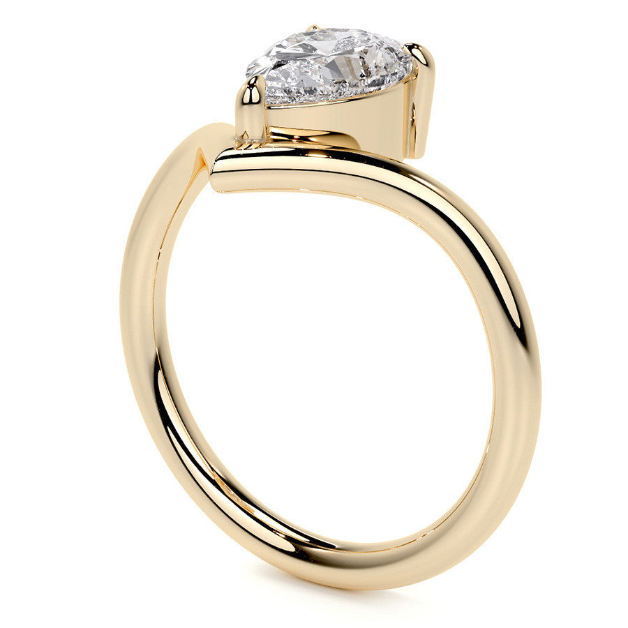 Pear NSEW V-Shaped Moissanite Solitaire Ring