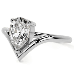 Pear NSEW V-Shaped Moissanite Solitaire Ring