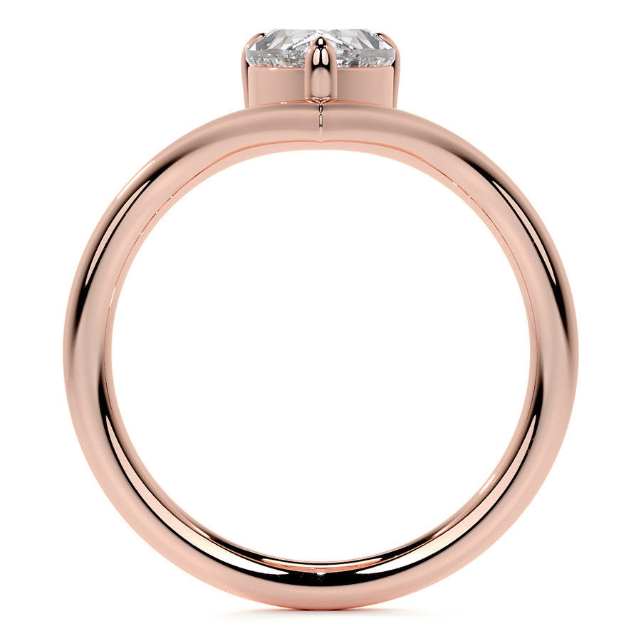 Pear NSEW V-Shaped Moissanite Solitaire Ring