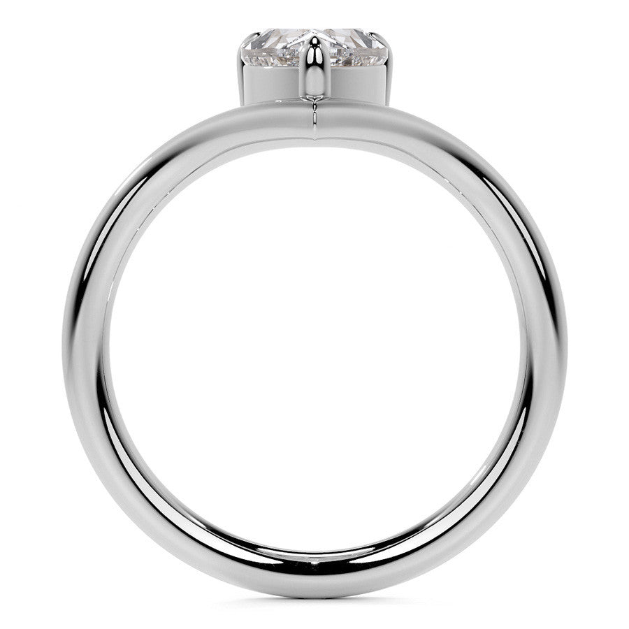 Pear NSEW V-Shaped Moissanite Solitaire Ring