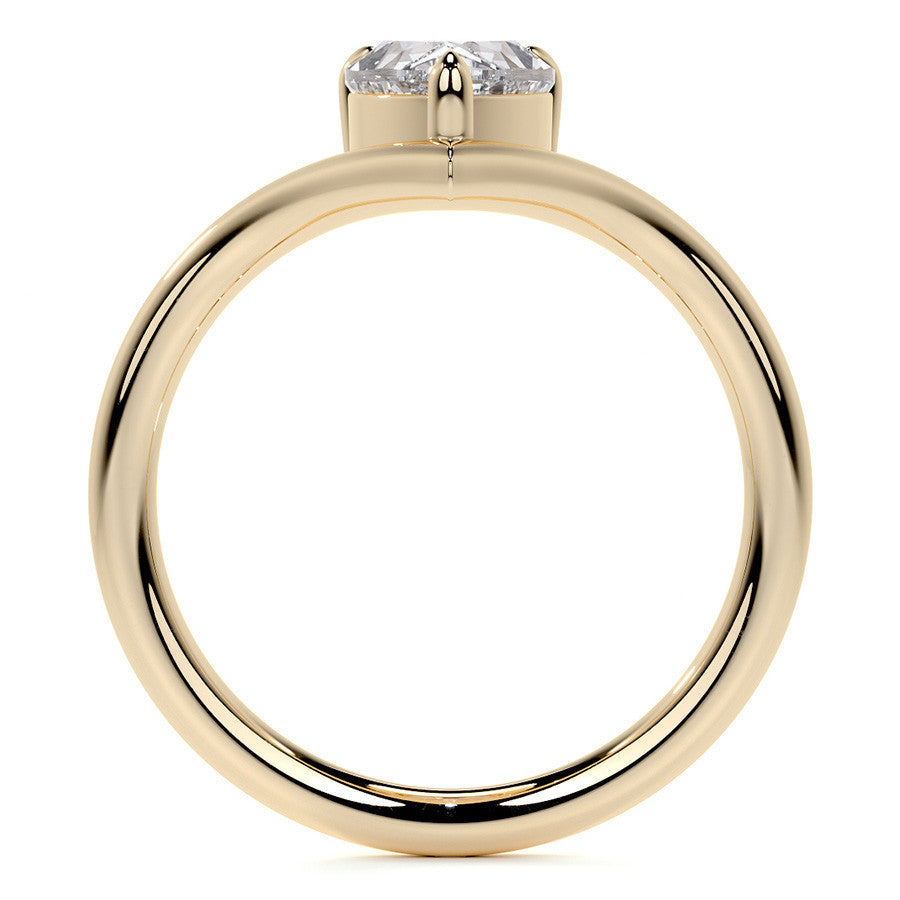 Pear NSEW V-Shaped Moissanite Solitaire Ring