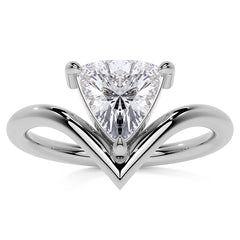 Trillion NSEW V-Shaped Moissanite Solitaire Ring