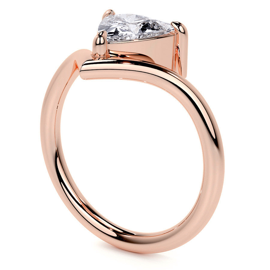 Trillion NSEW V-Shaped Moissanite Solitaire Ring