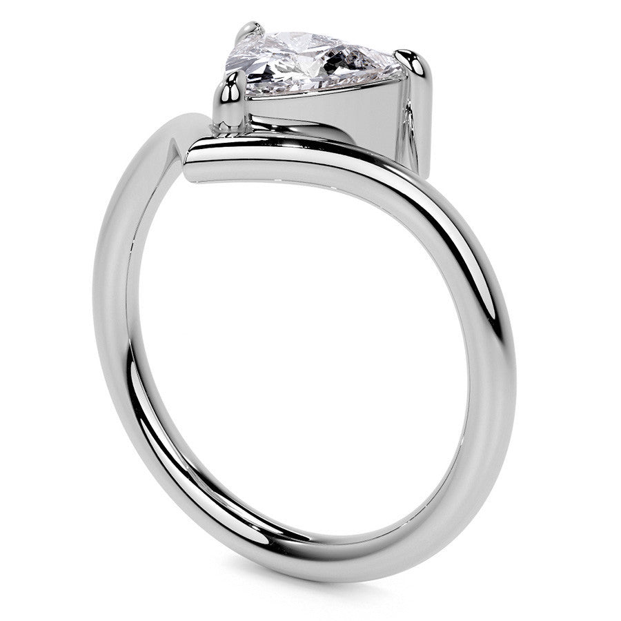 Trillion NSEW V-Shaped Moissanite Solitaire Ring