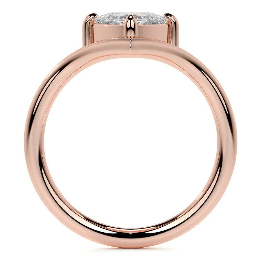 Trillion NSEW V-Shaped Moissanite Solitaire Ring