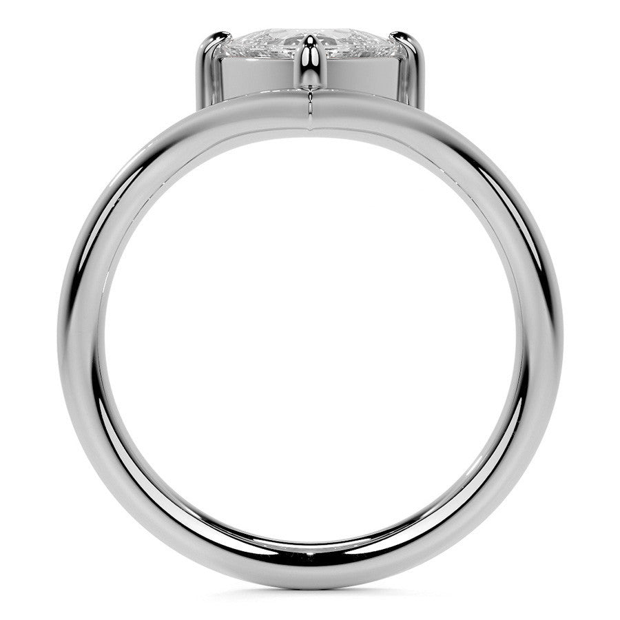 Trillion NSEW V-Shaped Moissanite Solitaire Ring