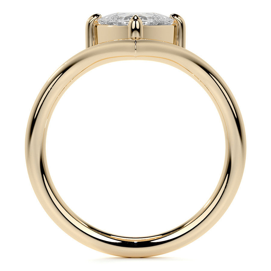 Trillion NSEW V-Shaped Moissanite Solitaire Ring