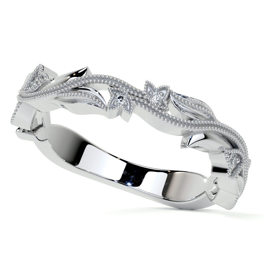 Round Floral Cathedral Moissanite Engagement Ring with Tulip Prong