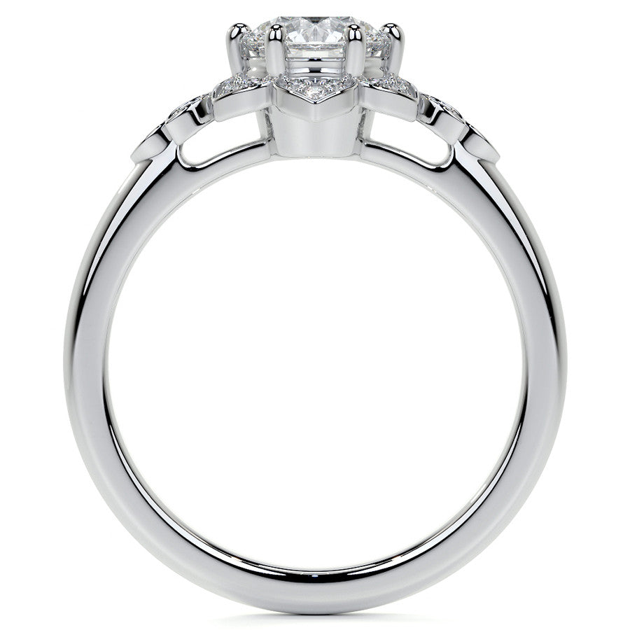 Round Petal Inspired Moissanite Engagement Ring