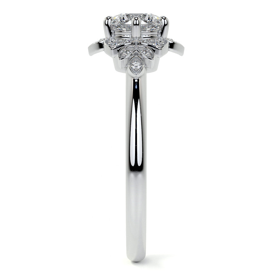 Round Petal Inspired Moissanite Engagement Ring