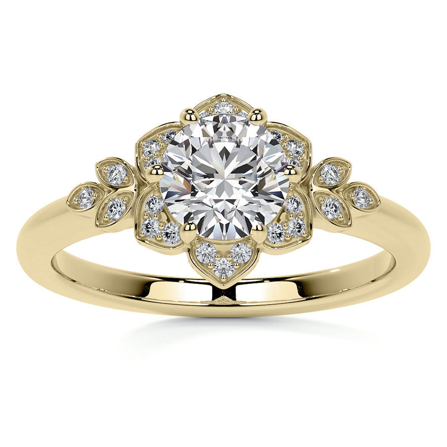 Round Petal Inspired Moissanite Engagement Ring