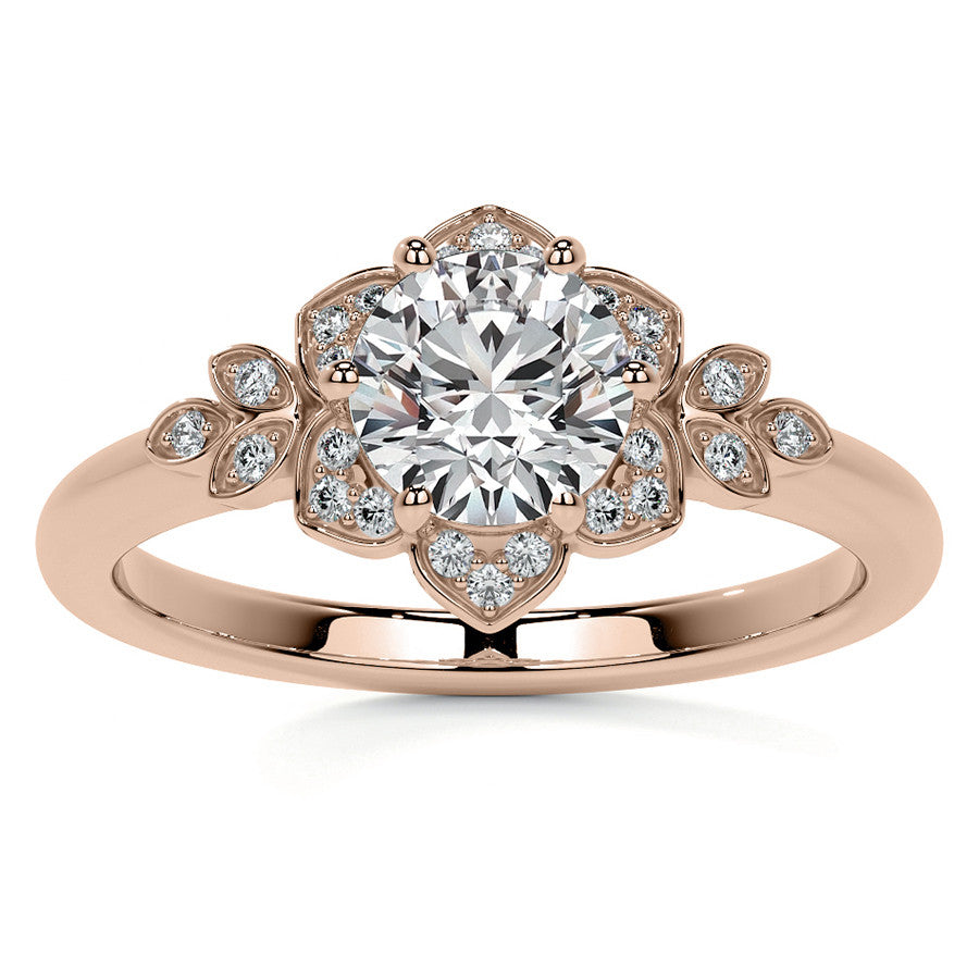 Round Petal Inspired Moissanite Engagement Ring